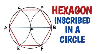 How to draw a regular hexagon inscribed in a circle [upl. by Solis]