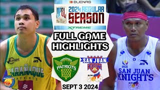 7068  MPBL HIGHLIGHTS  SAN JUAN KNIGHTS vs PARAN̈AQUE PATRIOTS  SEPTEMBER 3 2024 mpbl [upl. by Auqinom]