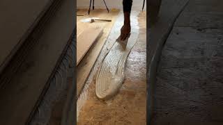 Satisfying Engineered Wood Floor Installation  Glue Down Plank Fitting flooringsurgeons ukhomes [upl. by Aysab]