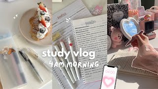 study vlog 🩰4am morning routine studying at café lots of note taking being productive ftJotBot [upl. by Lindley]