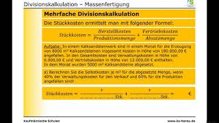 KLR  Kostenrechnung  Kostenträgerstückrechnung  Divisionskalkulation [upl. by Aduhey332]