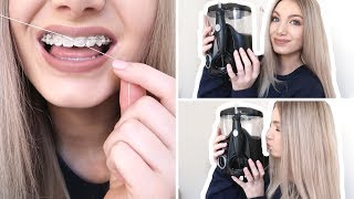 FLOSSING WITH BRACES  Benefits of Using a Water Flosser [upl. by Wolliw]