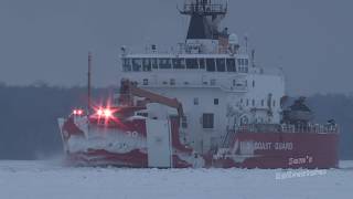 Largest Icebreaker on Great Lakes USCG Mackinaw Operation Taconite Sault St Marie Jan 2018 [upl. by Ylloh]