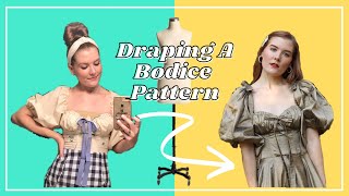 How to Drape A Bodice Pattern BTS of my Fairytale Dress  Style Studio [upl. by Atilal560]