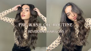 pre hair wash oil routine  reversing hair loss [upl. by Kcirdehs]