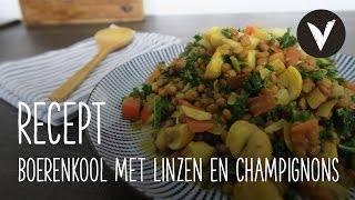 Supersnelle Boerenkool met Linzen en Champignons  Recept  VETJEBOL [upl. by Mccord377]