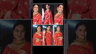 Sonakshi wedding look  sonakshiweddinglook redsaree❤ bridalmakeup greenjwellery trendin [upl. by Denice]