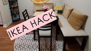 Breakfast nook  Ikea Hack DIY WITH Lerhamn table and 2 chairs amp LACK tables [upl. by Enovaj]