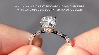 Featuring a 1carat Decagon Diamond Ring with a Unique Decorated halo collar [upl. by Ycats]