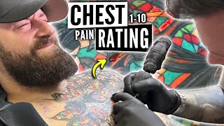 Rating HOW PAINFUL It Is To Get The WHOLE CHEST Tattooed [upl. by Eahsal890]