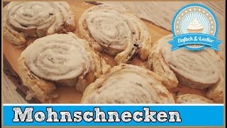 Mohnschnecken Rezept mit Blätterteig 🍴 [upl. by Martina]