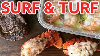 Kamado Joe Surf amp Turf  Ribeye with Shrimp amp Lobster Tail  The Meat Stick Wireless Thermometer [upl. by Suirada]