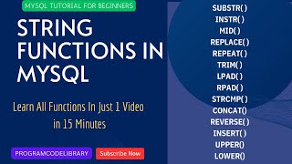 MySQL String Functions Complete Tutorial with Practical Examples [upl. by Sherwynd838]