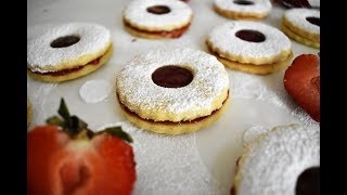 French Sable Cookies with strawberry Jam Sablés à la Confiture Recipe [upl. by Selij]