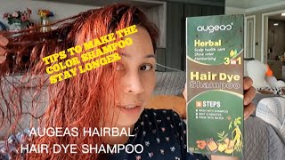 AUGEAS HERBAL HAIR DYE SHAMPOO PART 2 RED WINE COLOR  REVIEWS [upl. by Bratton]