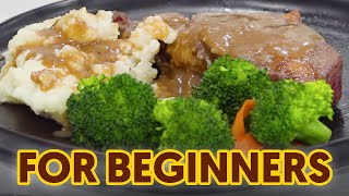 For Beginners How to Cook Rib Eye Steak with Gravy Homemade Mashed Potato and Steamed Veggies [upl. by Lustick579]