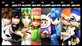 Pit VS Dark Pit VS Palutena VS Min Min VS Ice Climbers VS Mega Man VS Inkling VS Inkling Ultimate [upl. by Odrareve]