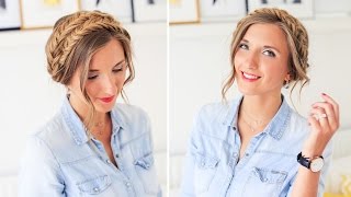 How To MilkMaid Braid Updo  Luxy Hair [upl. by Nwahs]