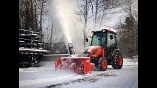 Kioti 66quot Front Mount Snowblower  CK3510SE HST Cab Tractor Demonstration [upl. by Mosra]