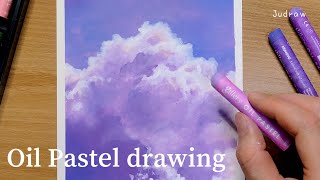 Oil Pastel Drawing  purple cloud  오일파스텔 손가락으로 구름그리기 [upl. by Lalad]