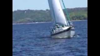 Bayfield B32C sailing with reefed main and staysail [upl. by Nnylrats]