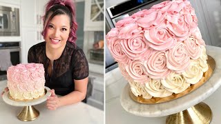 No Chilling Time EASY Rosette Cake Tutorial  Decorate with Me LIVE [upl. by Nels]