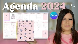 DISEÑA tu propia AGENDA EN CANVA 2024 💕 Te regalo la plantilla [upl. by Forbes]