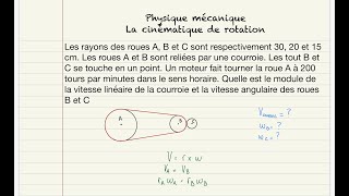 Vitesse angulaire des différentes roues cinématique de rotation [upl. by Ronym500]