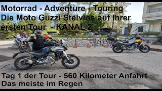 Motorrad Adventure Touring 560 km Tour mit der Moto Guzzi Stelvio  Anfahrt Mendola  Shit Wetter [upl. by Elacsap]