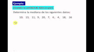 LA MEDIANA PARA DATOS NO AGRUPADOS [upl. by Rumpf]