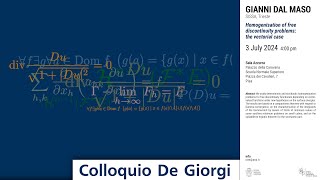 Colloquio De Giorgi  Homogenisation of free discontinuity problems the vectorial case [upl. by Premer]