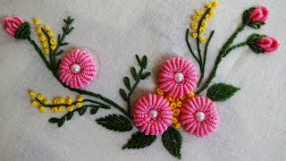 Hand Embroidery Ring Bullion Knot Stitch [upl. by Xenos303]