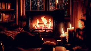 Escape to a cozy cabin with Fireplace and Rain Sounds for Study or Relaxing [upl. by Bushey319]