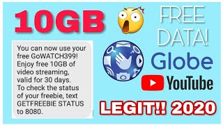 NAKAKUHA AKO NG LIBRENG 10GB DATA SA GLOBE  100 WORKING 2020 [upl. by Gwenette]