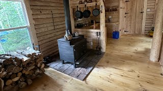 Log Cabin built in the North got the wood stove ready wood inside the Cabin [upl. by Rebba]