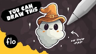 You Can Draw This Cute Ghost in PROCREATE  Step by Step Procreate Halloween Tutorial [upl. by Nairrot]