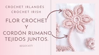 Flor 1 Crochet Irlandés o Crochet IrishBegocastiTutorial crochet [upl. by Malas]