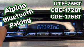 Alpine UTE73BT CDE172BT CDE175BT Bluetooth Pairing Instructions [upl. by Bethezel]