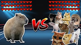 Giant Capybara vs All Cats and Dogs Meme battle [upl. by Noxid]