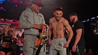 TEOFIMO LOPEZ amp JAMAINE ORTIZ MAKE WEIGHT INTENSE STARE DOWN [upl. by Nerta]