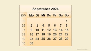 Kalender September 2024 [upl. by Bulley208]