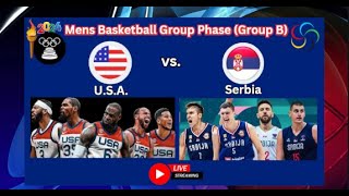 USA vs Serbia 2024 Paris Olympic Mens Basketball Group Phase Group B July 28 [upl. by Drud]