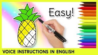 How to Draw a PINEAPPLE Drawing Lessons for Kids [upl. by Anaib]