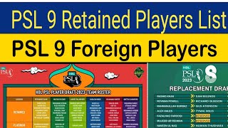 PSL 9 Retentions Scenario  PSL 9 Foreign Players Update  PSL 9 Schedule amp Venue  PSL 9 Squads [upl. by Lisle711]