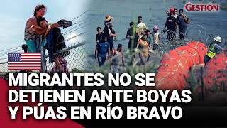 EEUU MIGRANTES continúan cruzando la frontera pese a BOYAS y PÚAS que colocó TEXAS  Gestión [upl. by Mail]