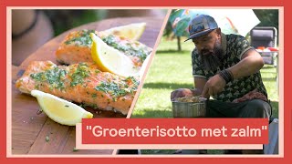 Risotto met verse groente en zalm van de barbecue 5  Campingkoken met Ramon [upl. by Cline]