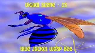 Digital Scene 03 Blue Jacket Wasp Bee [upl. by Auqinahc]