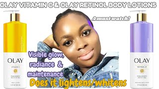 Review On Olay Vitamin C Brightening LotionOlay Retinol Smoothing Body Lotion vitaminc retinol [upl. by Yruy]