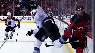 Hischier and Hall stand up for teammate after kneeonknee hit [upl. by Chastain864]