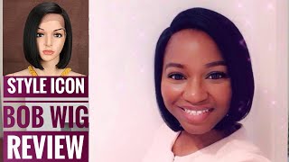 AFFORDABLE AMAZON STYLE ICON Wig 10quot Lace Front Bob Synthetic Wig Unboxing and Initial Review [upl. by Maloney]